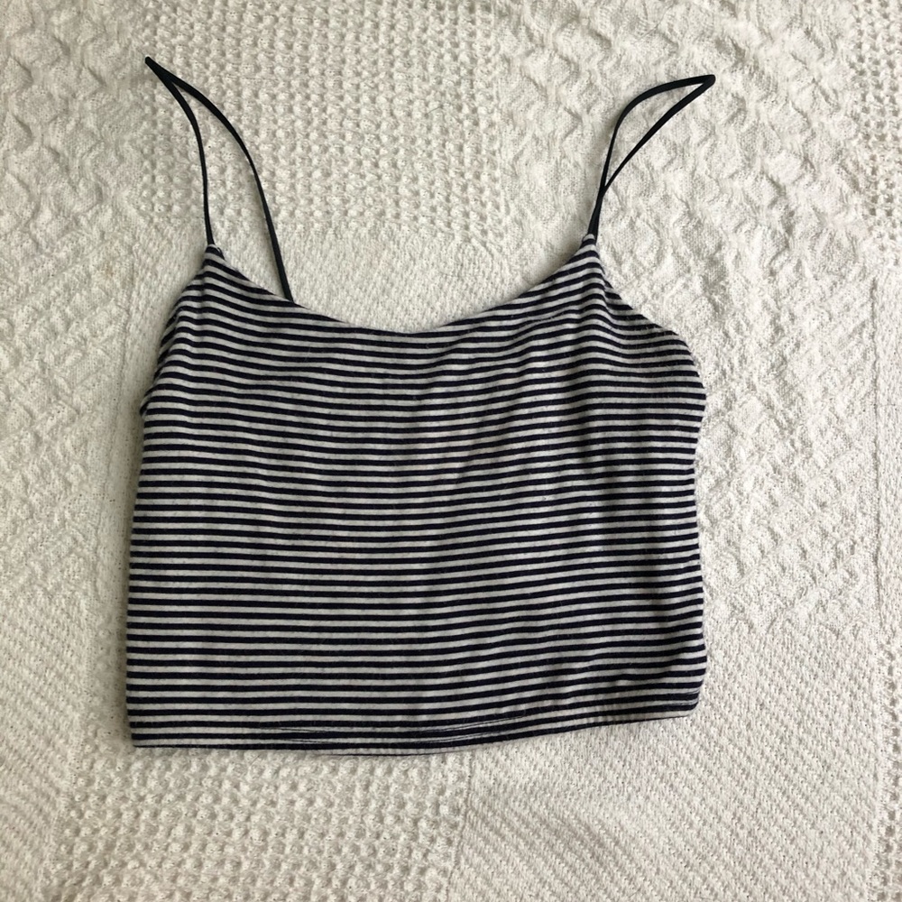 Navy and white striped tank top